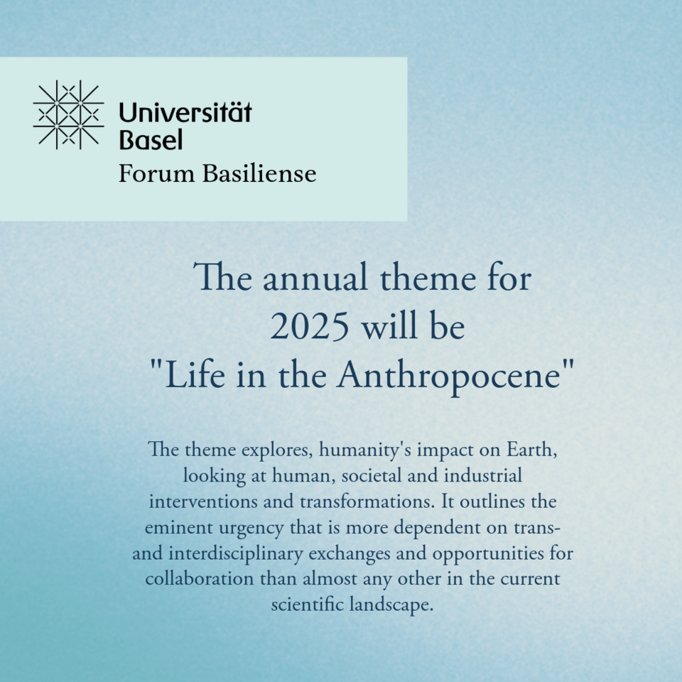 Annual theme 2025 Forum Basiliense: Life in the Anthropocene